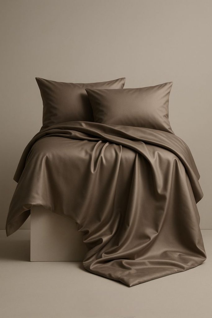 Бежевое постельное бельё из сатина — спокойствие в интерьере (1)